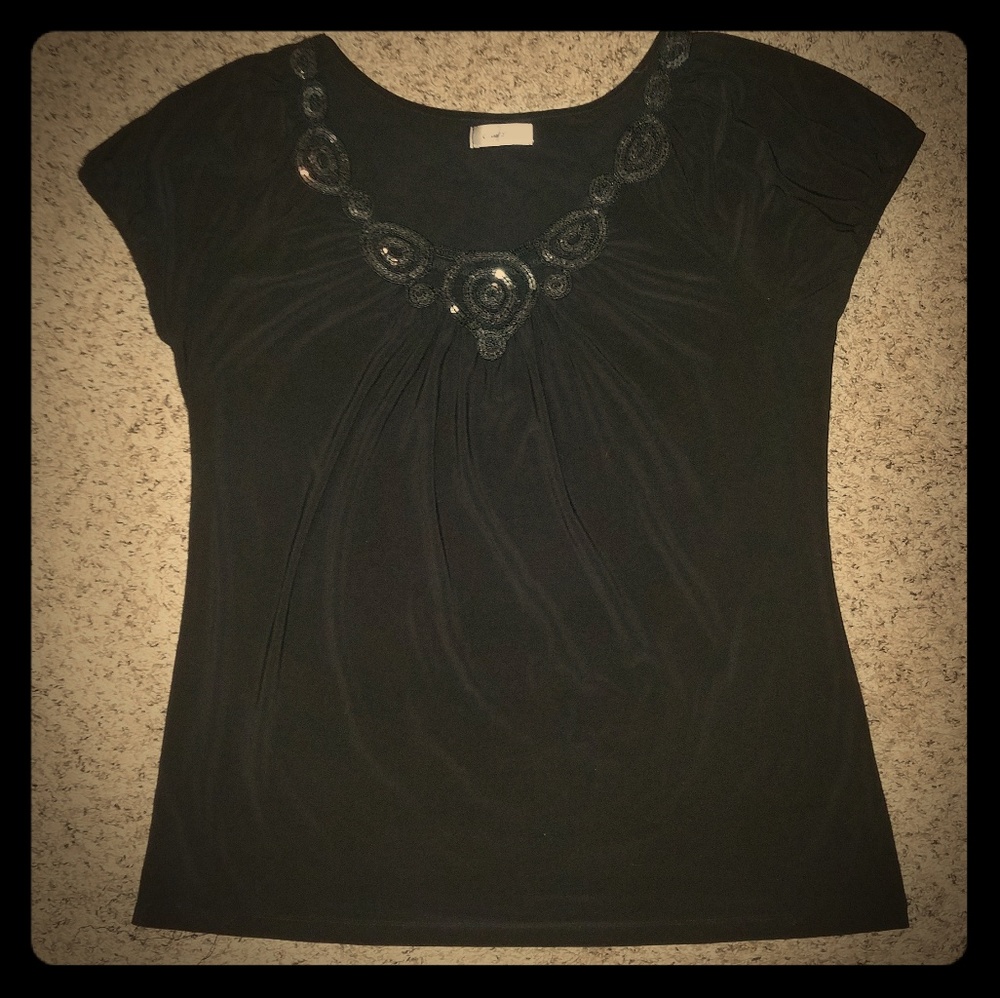 Black top with sequin detail